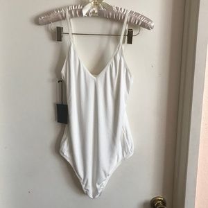 Aritzia Talula White Spaghetti Strap Bodysuit